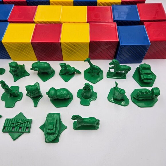 1970s Tupperware ABC Busy Blocks Missing I and R Green Figures Tupper Toys Box - Picture 13 of 16